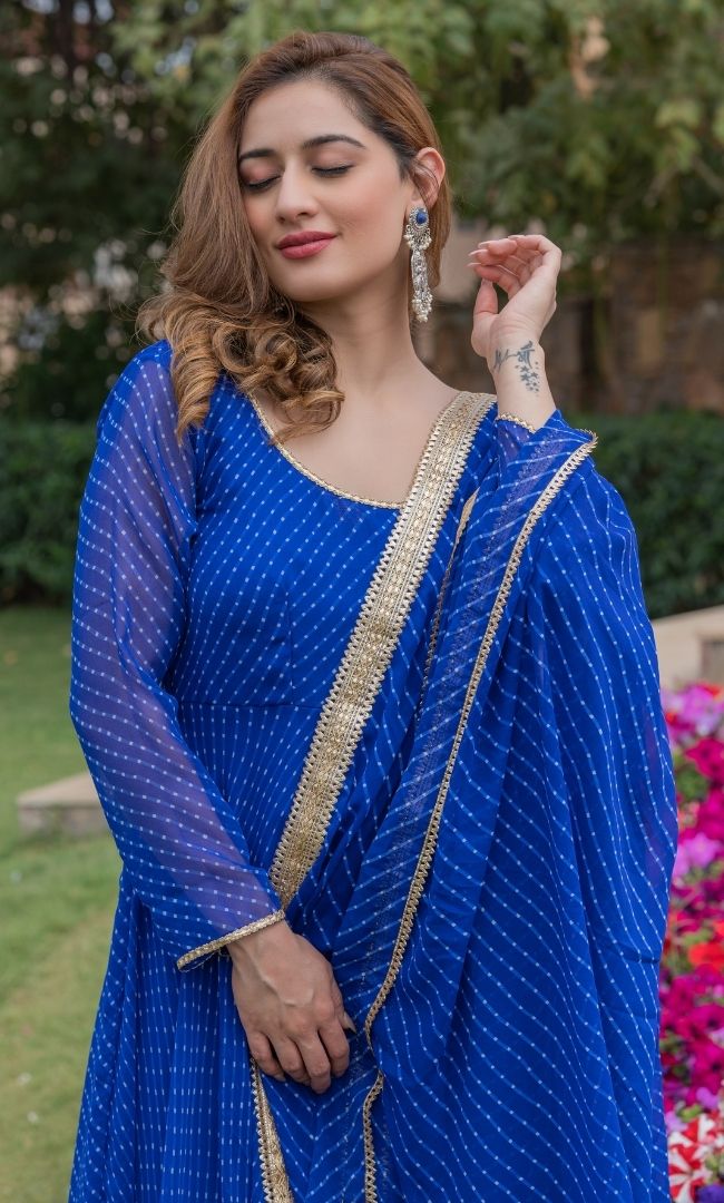 COBALT BLUE ANARKALI SET