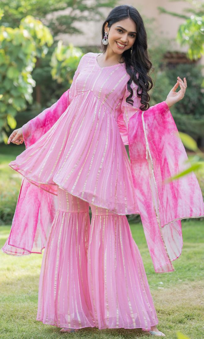 BABY PINK SHARARA SET