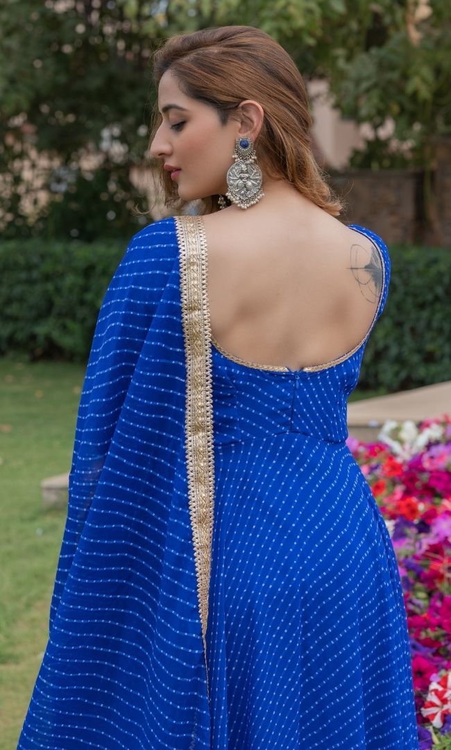 COBALT BLUE ANARKALI SET