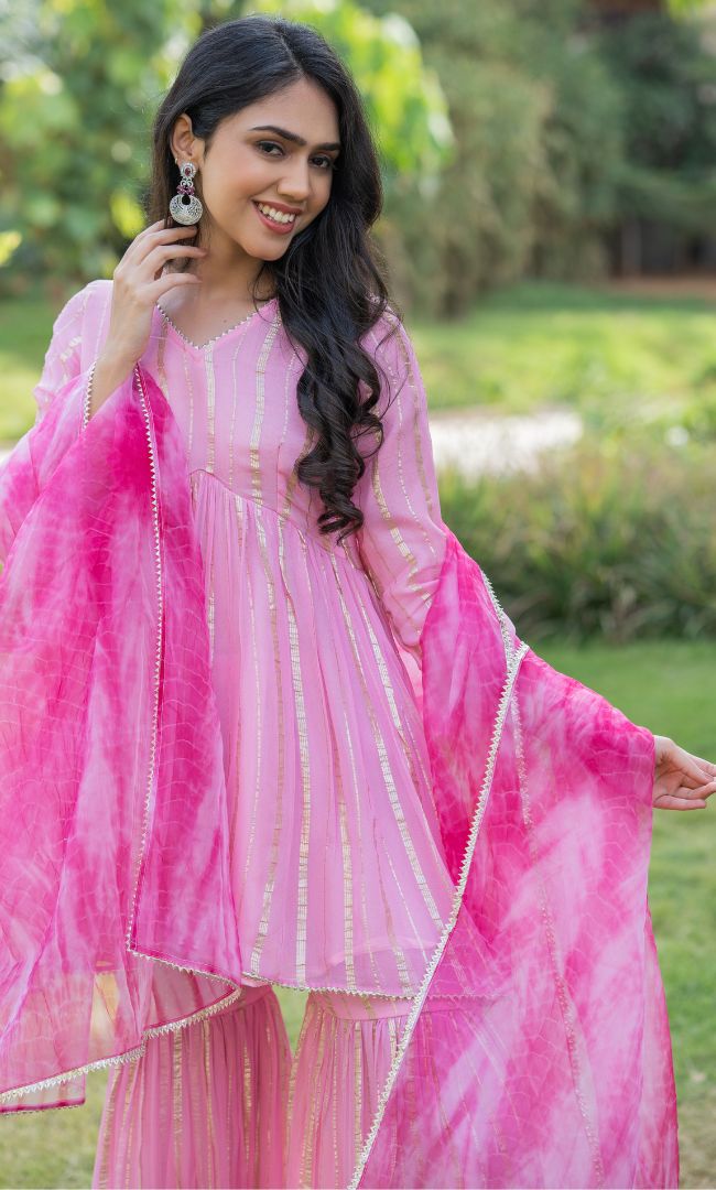 BABY PINK SHARARA SET