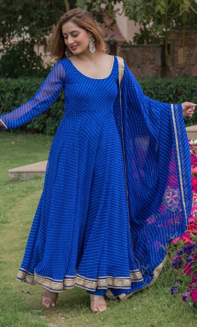 COBALT BLUE ANARKALI SET