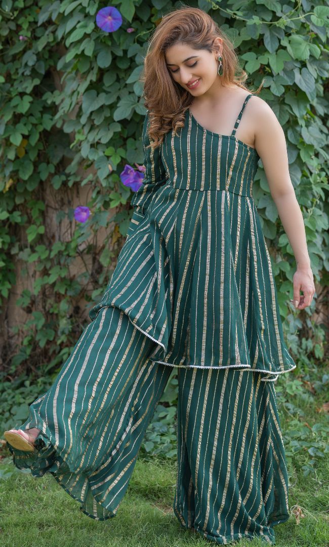 GROWING GREEN ONE SHOULDER CO-ORD SET