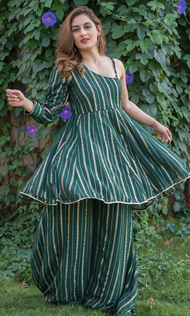 GROWING GREEN ONE SHOULDER CO-ORD SET