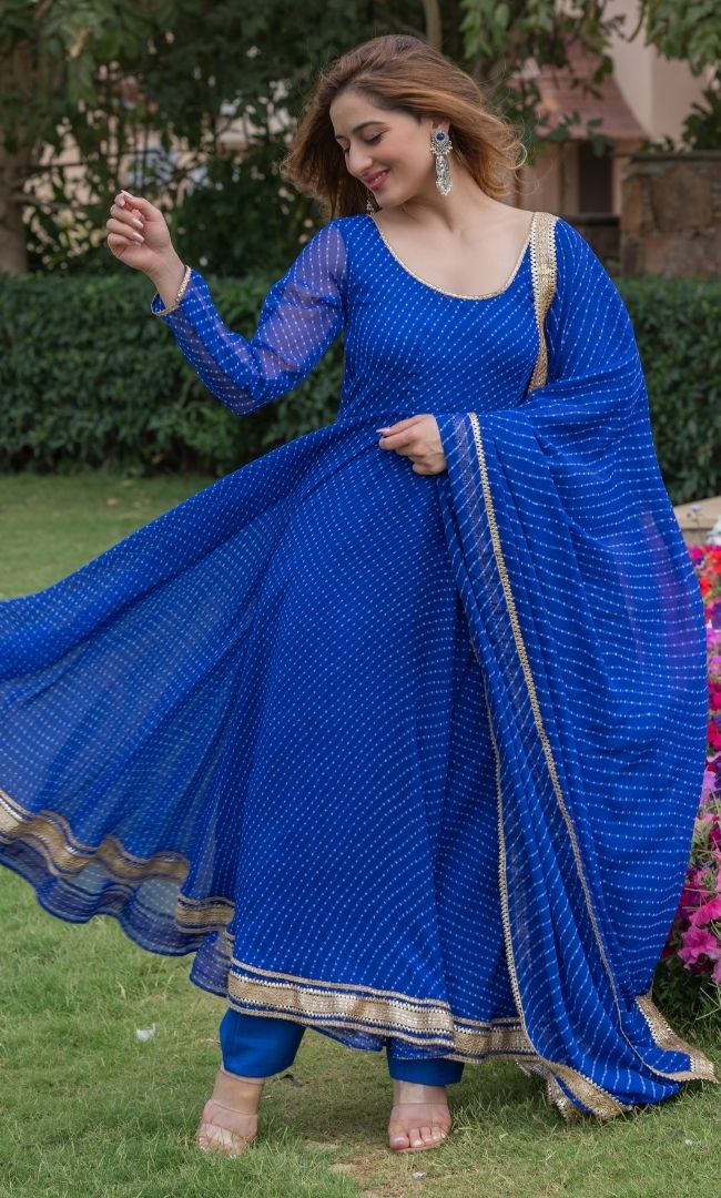 COBALT BLUE ANARKALI SET