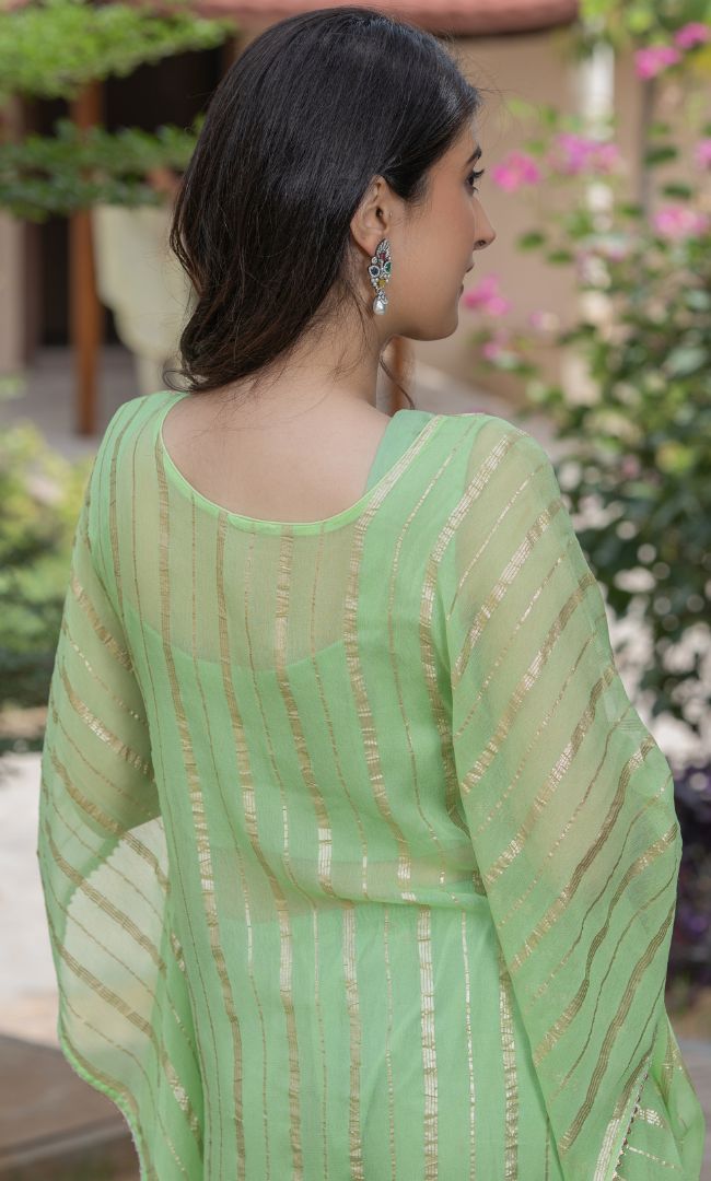 GRASSY GREEN HANDWORK KAFTAN SET