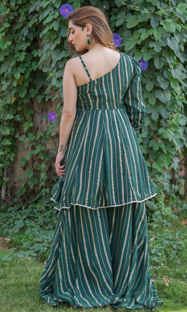 GROWING GREEN ONE SHOULDER CO-ORD SET