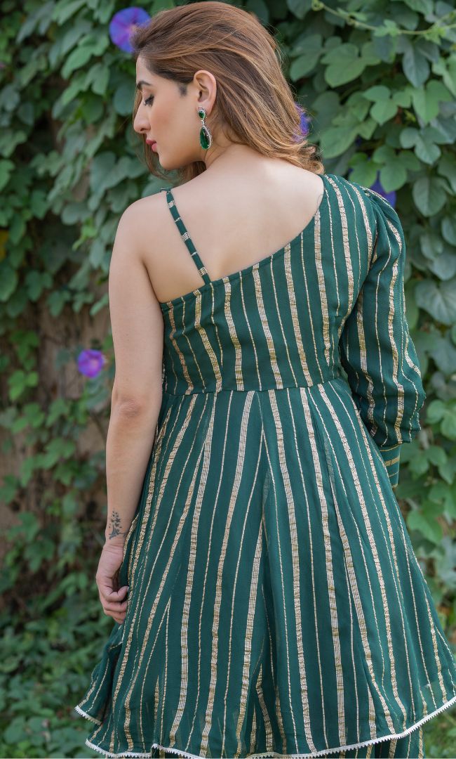 GROWING GREEN ONE SHOULDER CO-ORD SET