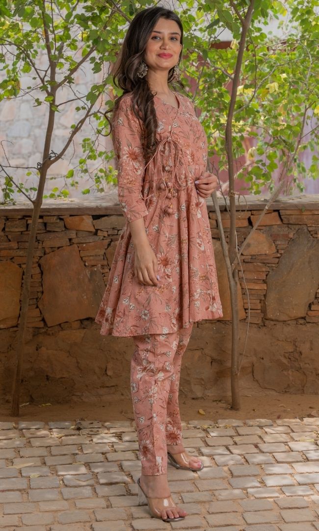 SALMON PINK ANGRAKHA SET