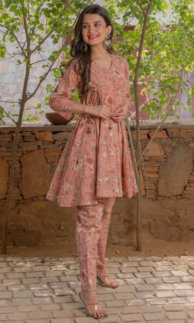SALMON PINK ANGRAKHA SET