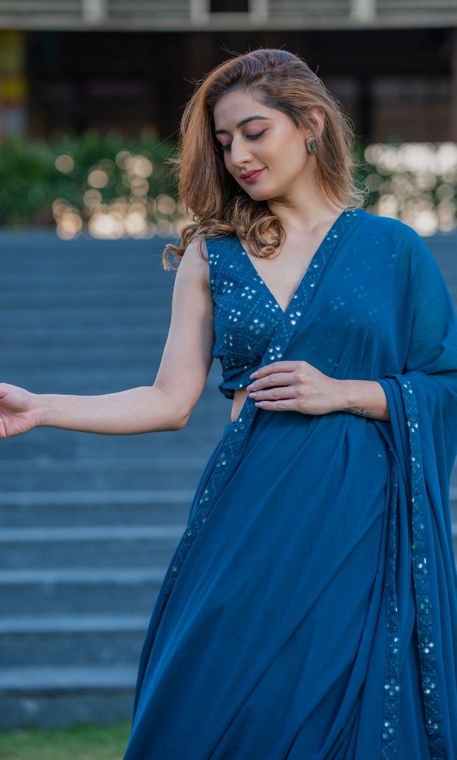 PRUSSIAN BLUE LEHENGA SET