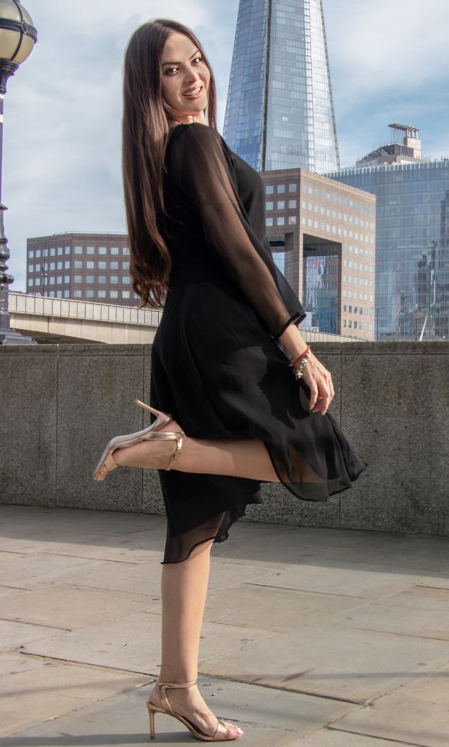 RICH BLACK HIGH LOW DRESS