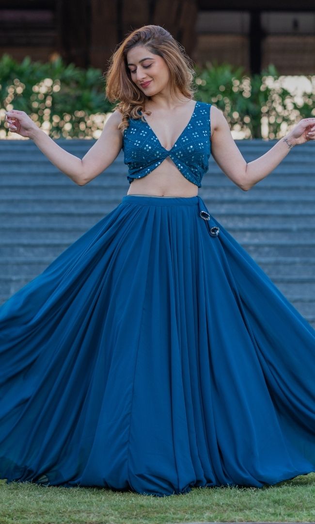 PRUSSIAN BLUE LEHENGA SET