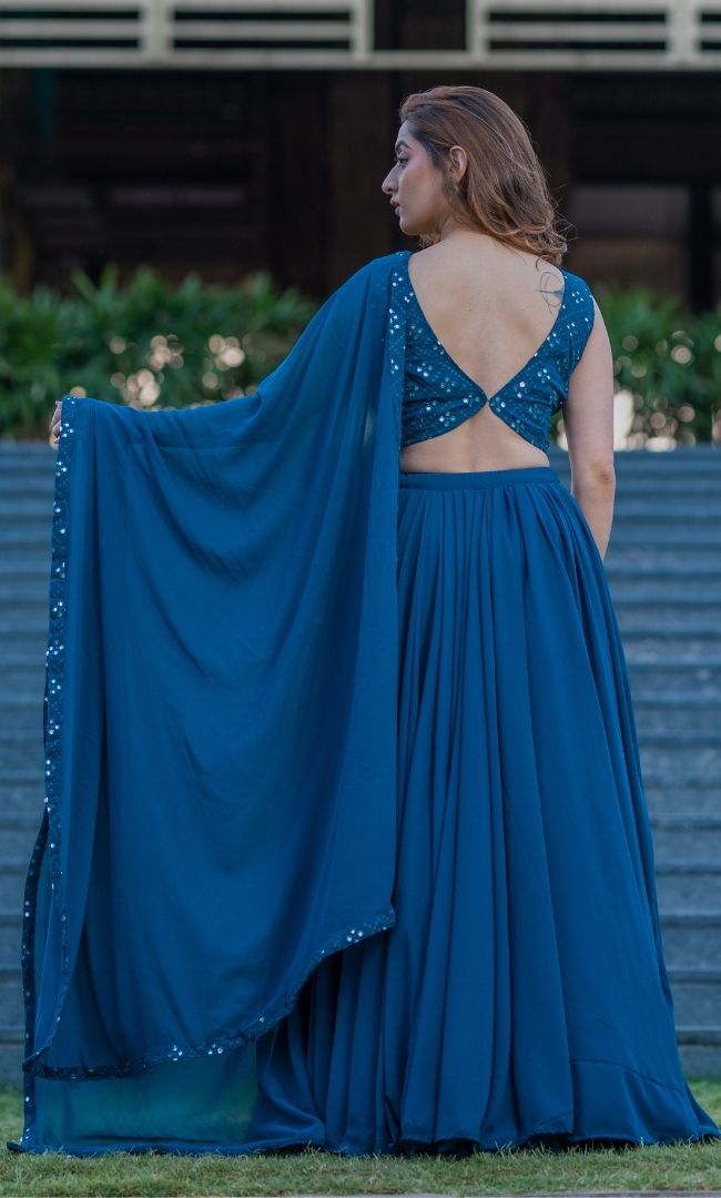PRUSSIAN BLUE LEHENGA SET