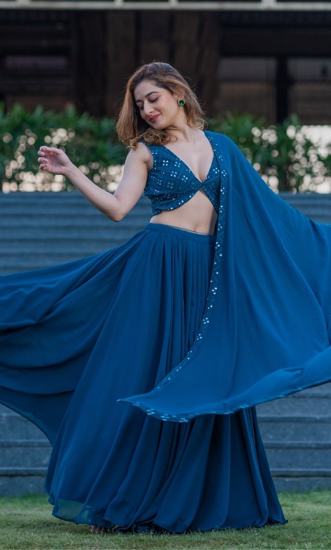 PRUSSIAN BLUE LEHENGA SET