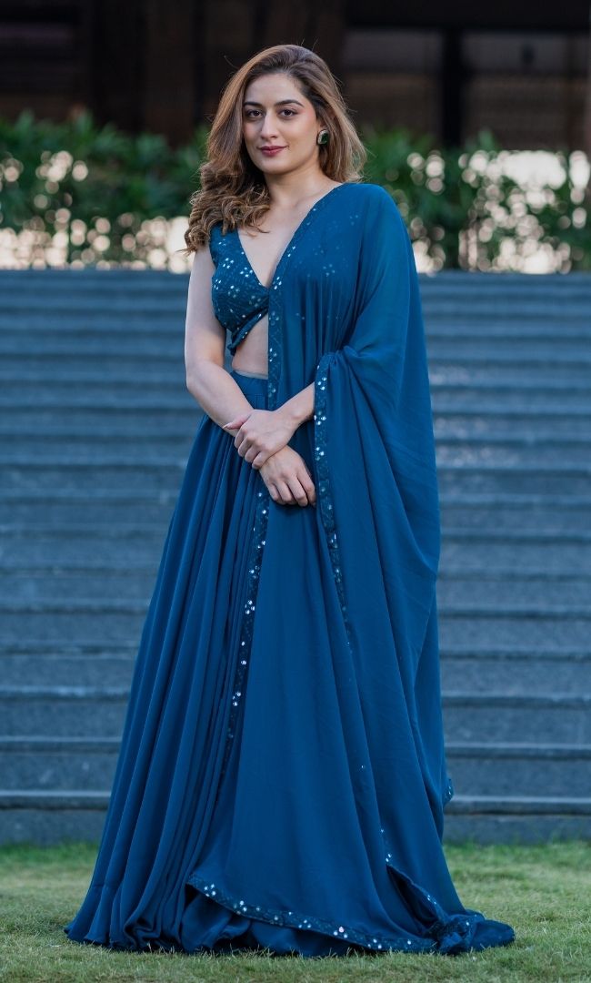 PRUSSIAN BLUE LEHENGA SET