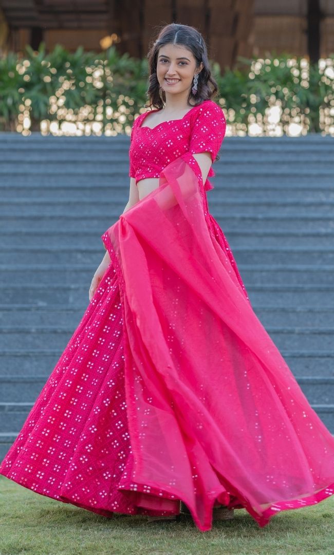 MAGNIFICENT MAGENTA MIRROR-WORK LEHENGA SET