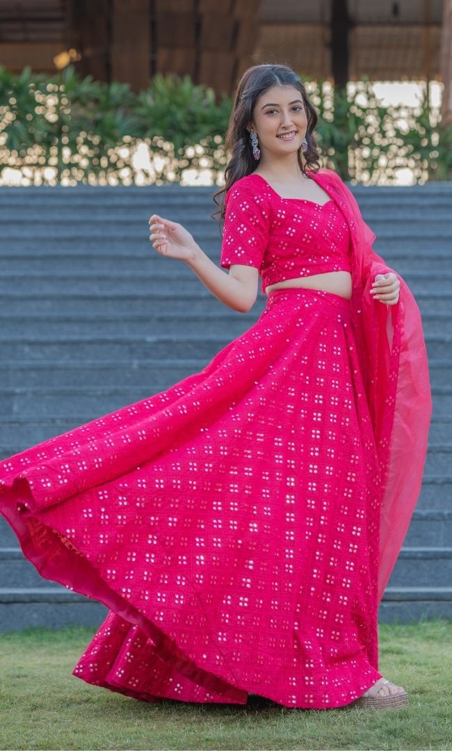 MAGNIFICENT MAGENTA MIRROR-WORK LEHENGA SET