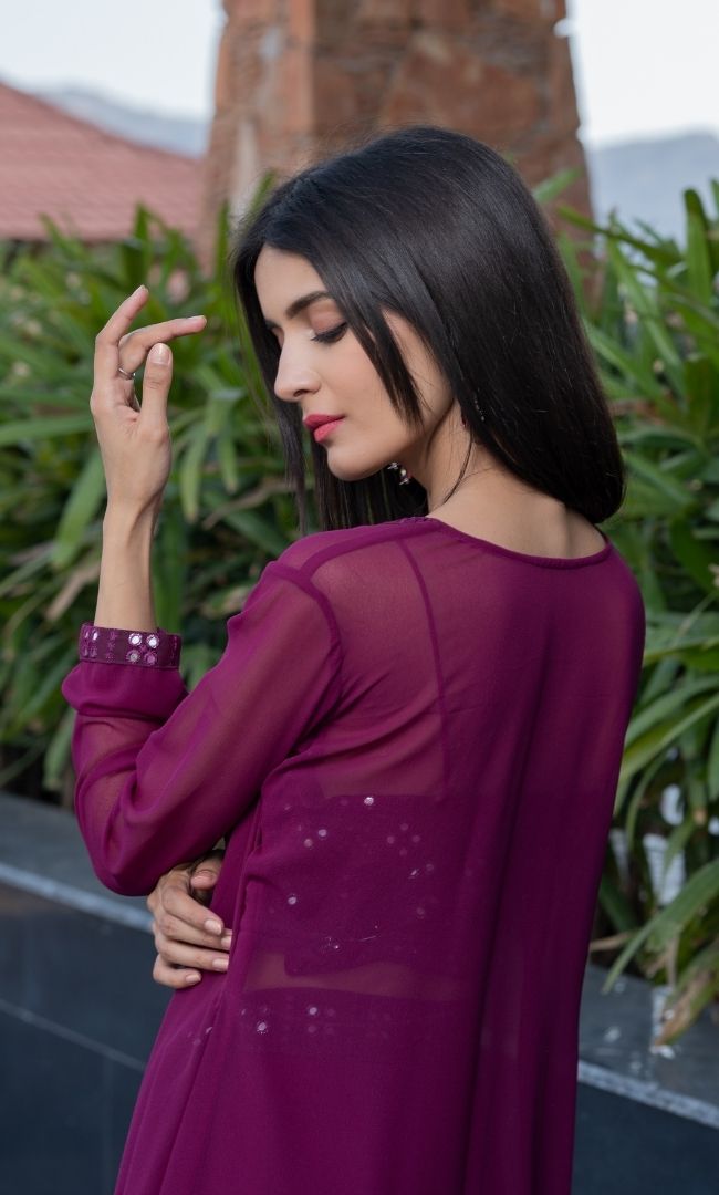 WINE CO-ORD SET WITH SHRUG