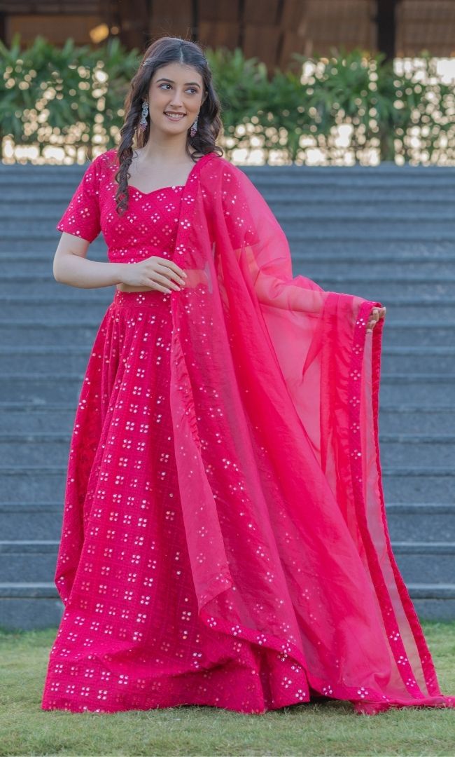 MAGNIFICENT MAGENTA MIRROR-WORK LEHENGA SET