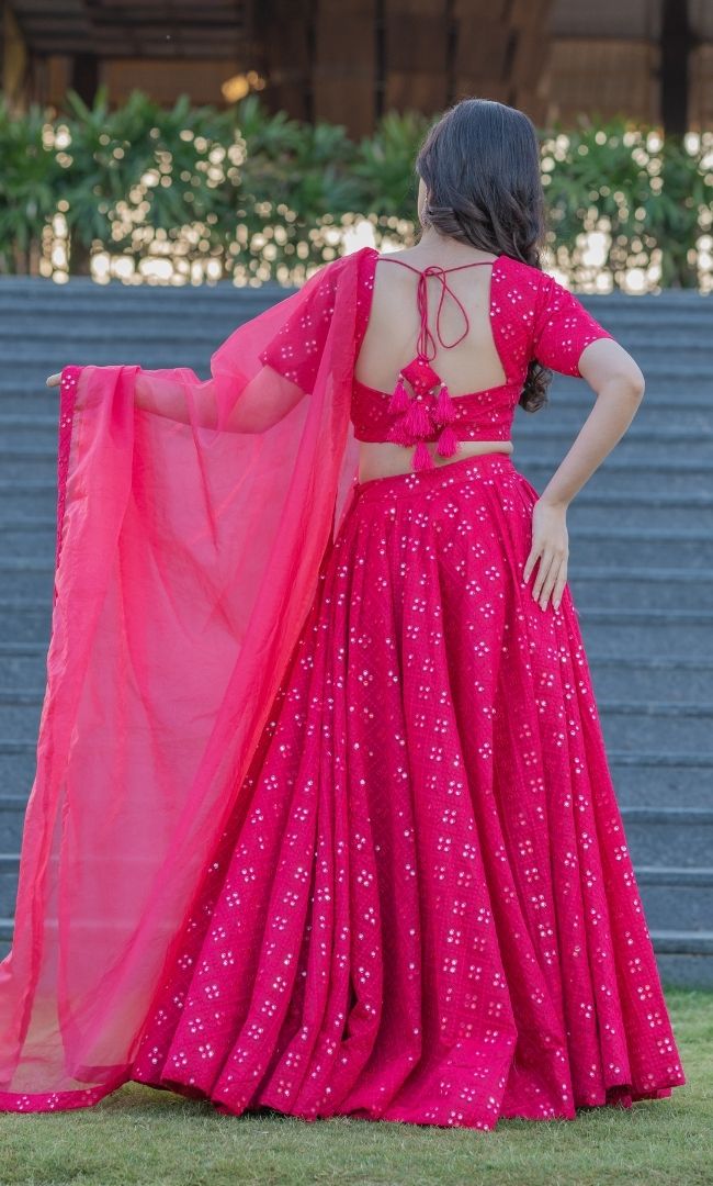 MAGNIFICENT MAGENTA MIRROR-WORK LEHENGA SET
