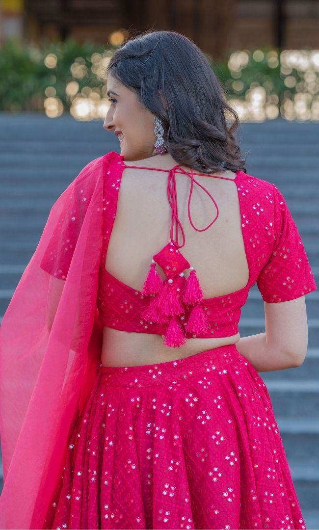 MAGNIFICENT MAGENTA MIRROR-WORK LEHENGA SET