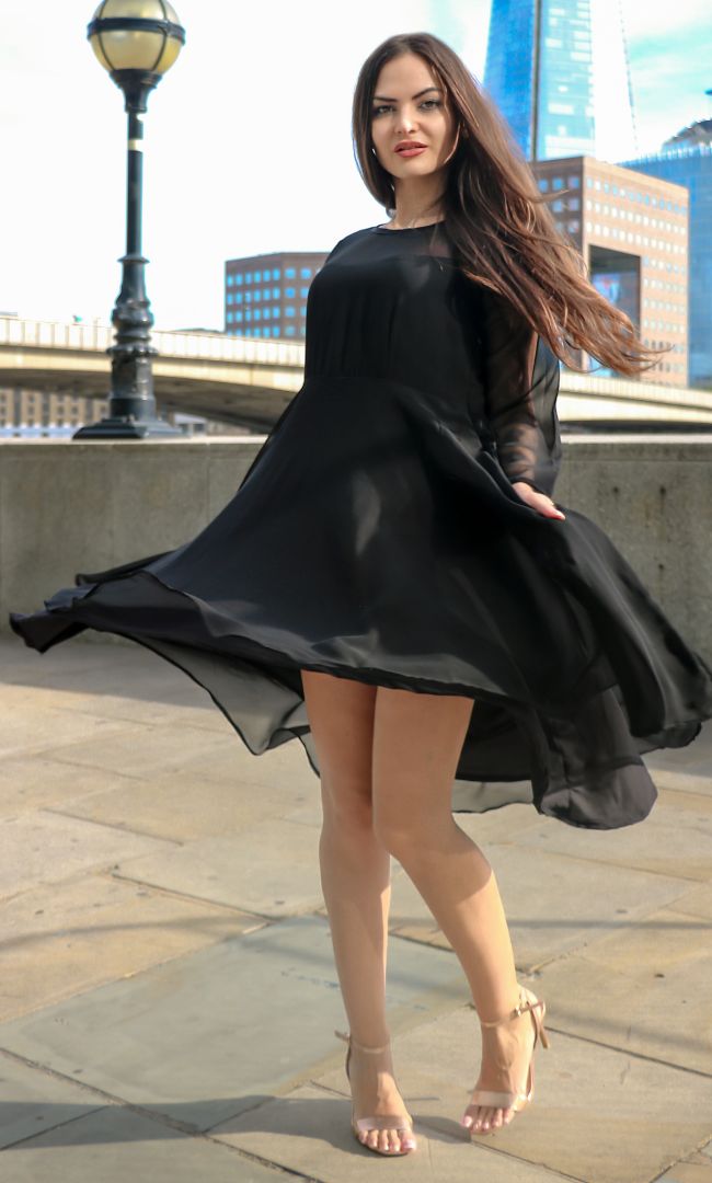 RICH BLACK HIGH LOW DRESS